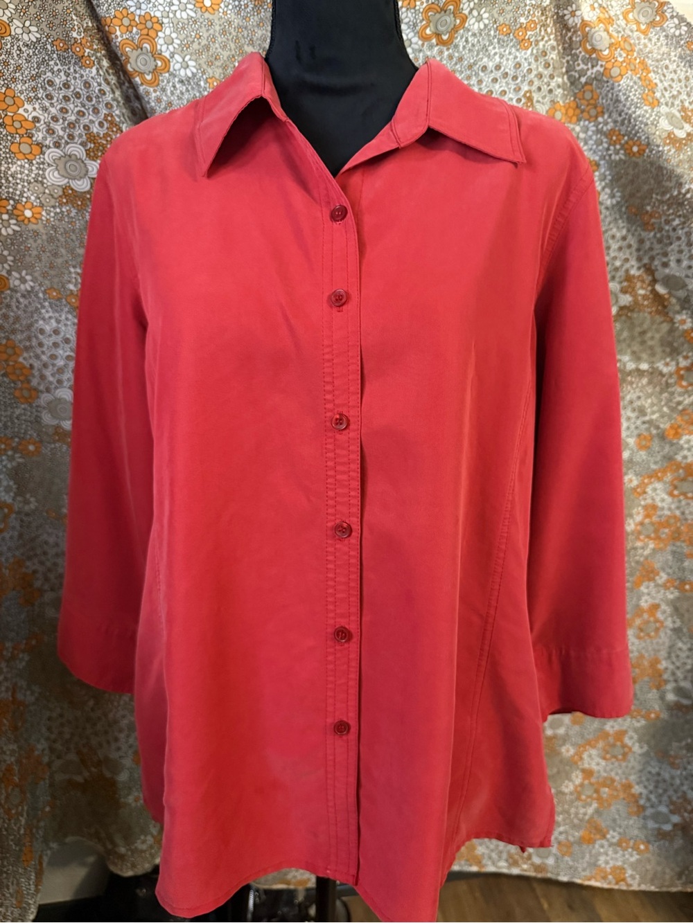 NOTATIONS Vintage Soft Faux Suede Button Down Top •Size M•